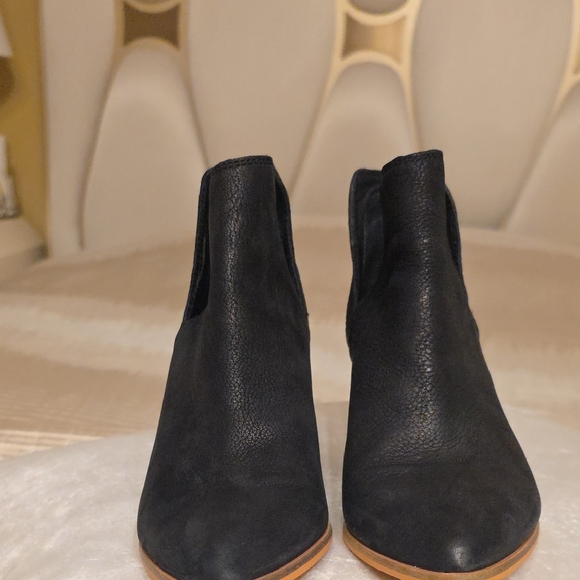 Frye Black Leather Ankle Booties with Wooden Heel - Picture 3 of 16